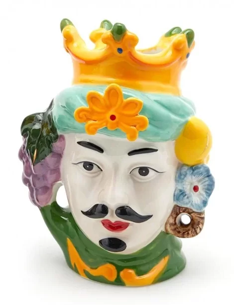 Oldenhof Siciliaans Hoofd Man M ø 12 Cm X 17 Cm Aardewerk Groen 3 Oldenhof Siciliaans Hoofd Man M ø 12 Cm X 17 Cm Aardewerk Groen