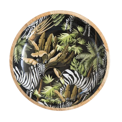 By Room Schaal Rond ø 38 Cm Mangohout Zebra In Jungle 3 By Room Schaal Rond ø 38 Cm Mangohout Zebra In Jungle