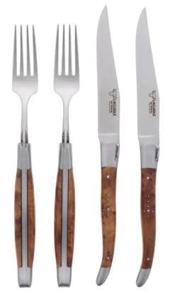 Laguiole En Aubrac Shepherds Cross Steakmessen Met Vorken Thuya Hout 4-delig