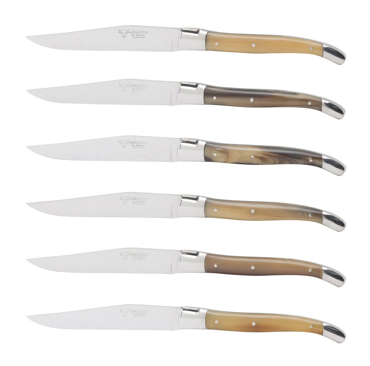 Laguiole En Aubrac Steakmes 11,5 Cm Hoorn Bruin 6 Stuks 3 Laguiole En Aubrac Steakmes 11,5 Cm Hoorn Bruin 6 Stuks