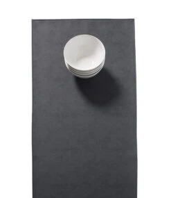 Finesse Monaco Raw Tafelloper 140 X 45 Cm Kunstleer Black