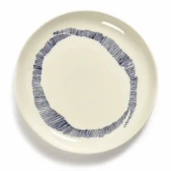 Serax Feast By Ottolenghi Bord S ø 19 Cm H 2 Cm Aardewerk White + Swirl-Stripes Blue