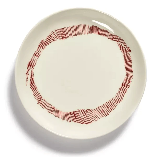 Serax Feast By Ottolenghi Bord XS ø 16 Cm H 2 Cm Aardewerk White + Swirl-Stripes Red 3 Serax Feast By Ottolenghi Bord XS ø 16 Cm H 2 Cm Aardewerk White + Swirl-Stripes Red