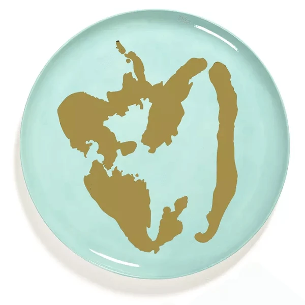 Serax Feast By Ottolenghi Serveerbord ø 35 Cm H 2 Cm Aardewerk Azure + Pepper Gold 3 Serax Feast By Ottolenghi Serveerbord ø 35 Cm H 2 Cm Aardewerk Azure + Pepper Gold