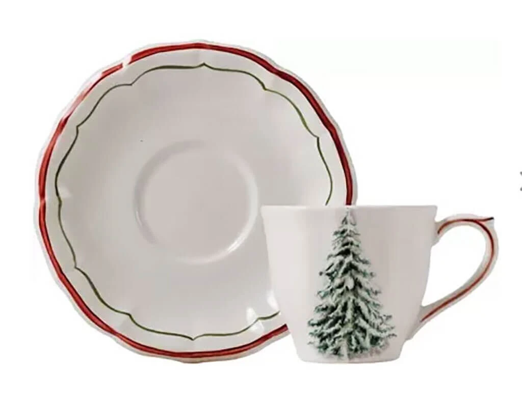 Gien Filet Noël Theekop En Schotel Keramiek 3 Gien Filet Noël Theekop En Schotel Keramiek